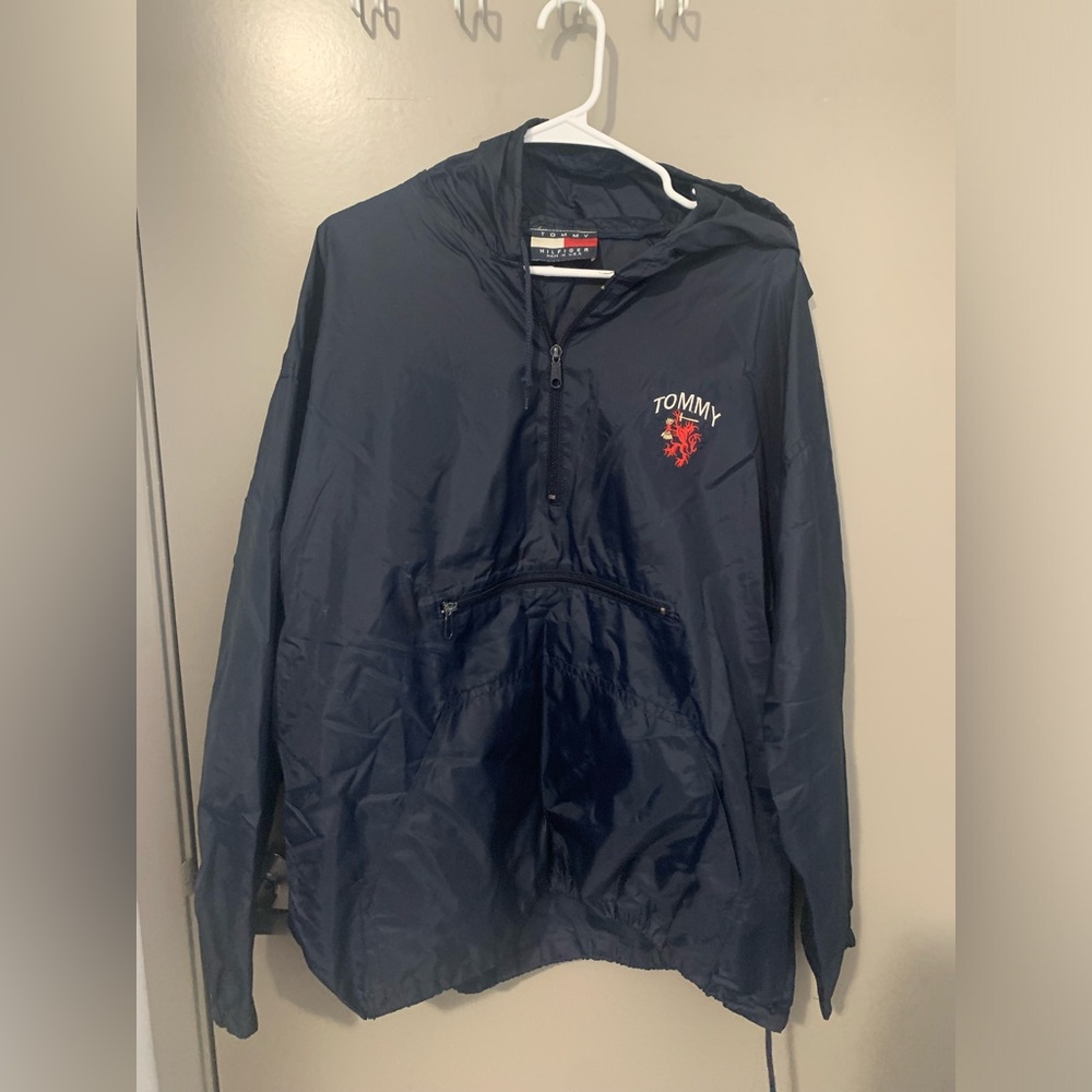 vintage Tommy Hilfiger windbreaker with embroidered lion logo